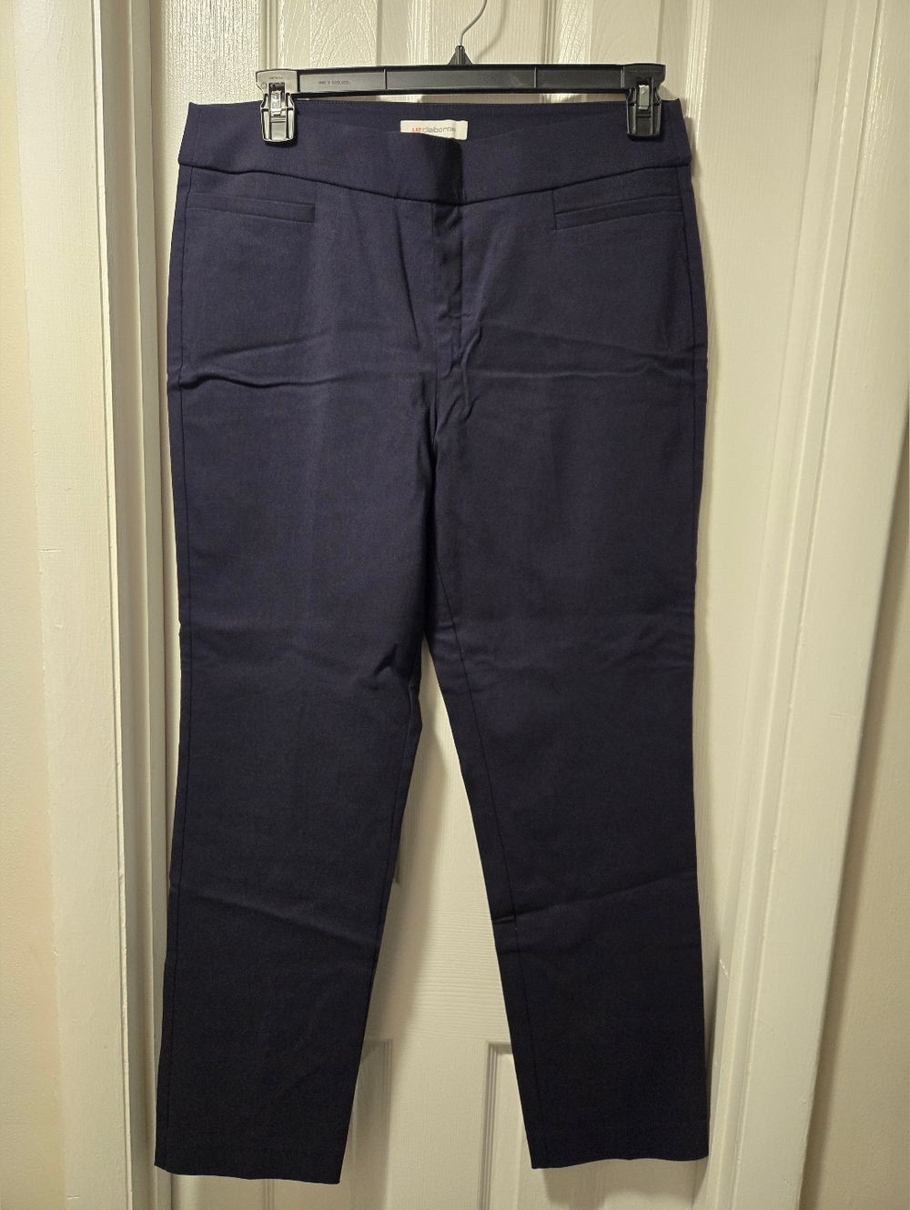 Liz Claiborne Womens Straight Pull-On Pant. Navy.12